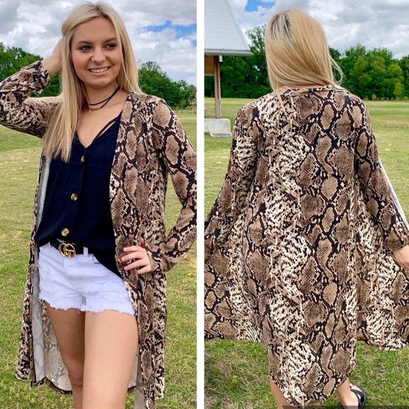 Tops - ✨LAST ONE✨ Snake Print Long Cardigan Large L
